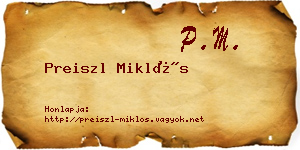 Preiszl Miklós névjegykártya